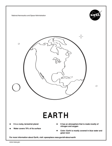 Coloring page with facts about Earth