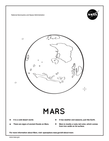 Coloring page with facts about Mars