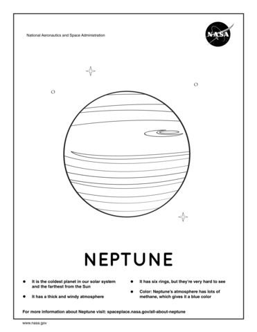 Coloring page with facts about Neptune