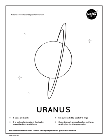 Coloring page with facts about Uranus