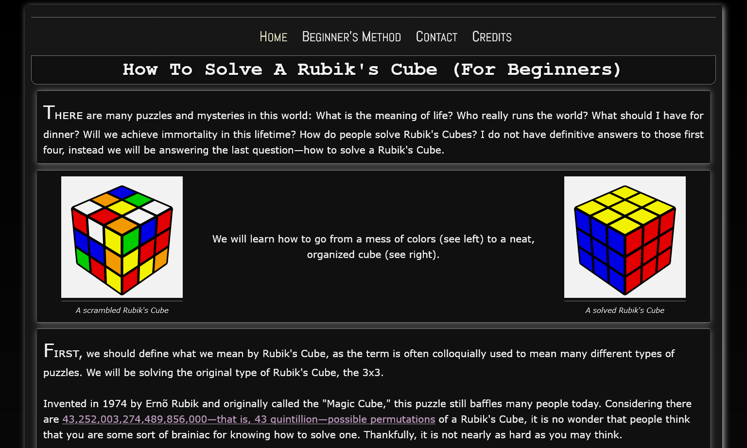 Picture of How To Rubik's Cube, Final Project, WEB 110